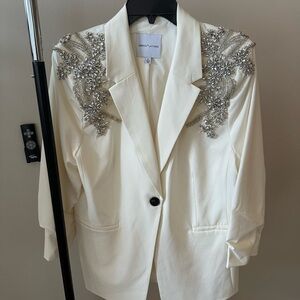 Embellished Cream Women's Blazer
